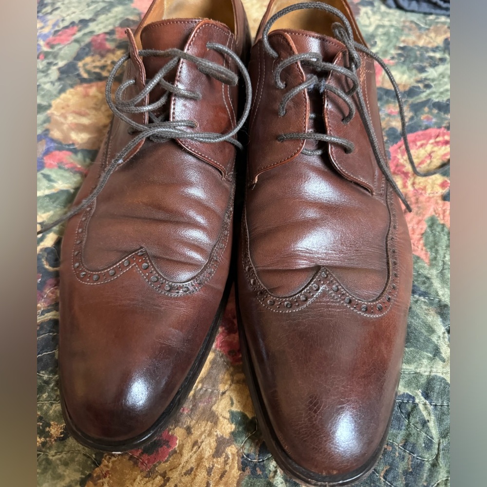Mens Brown Leather Sarar Dress Shoes Size 12.5